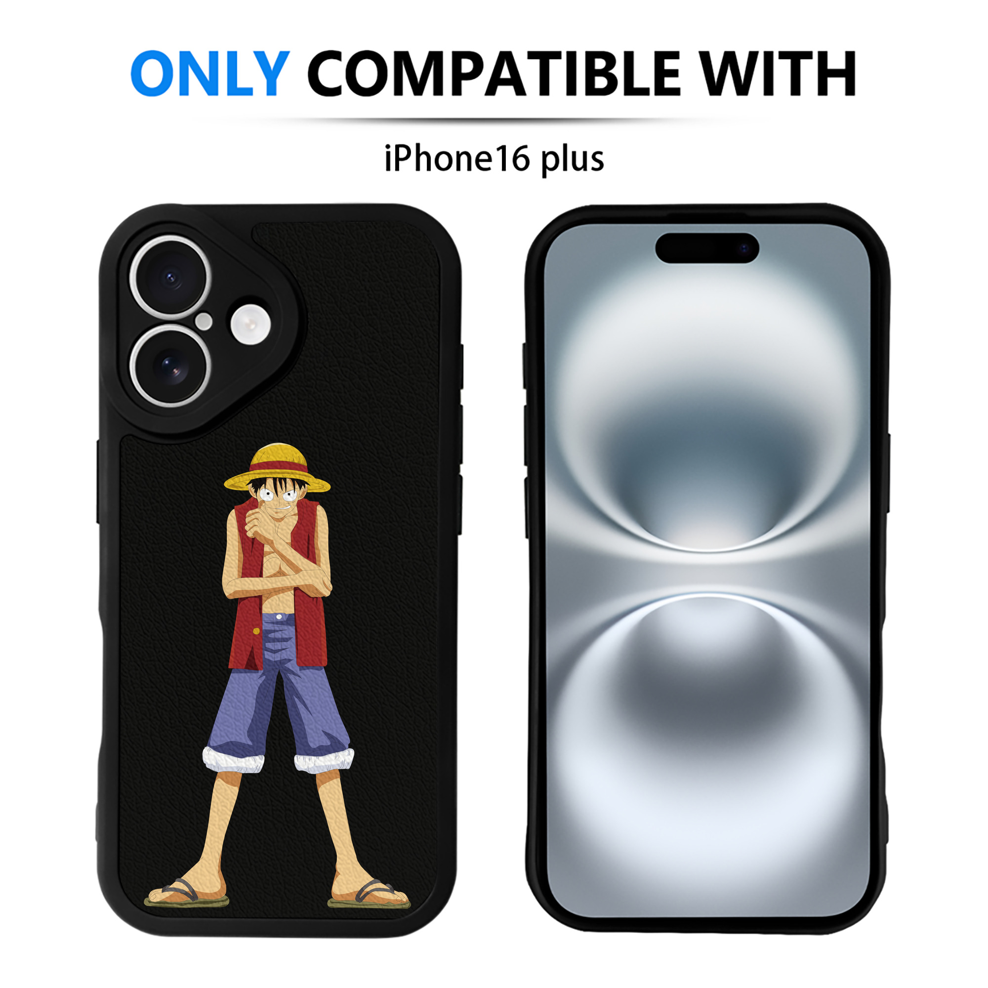 （画像用） ワンピース モンキー・D・ルフィ ONE PIECE Monkey D. Luffy 【iPhone 16シリーズ対応】シリコンスマホケース（レザー調） 材質：シリコン